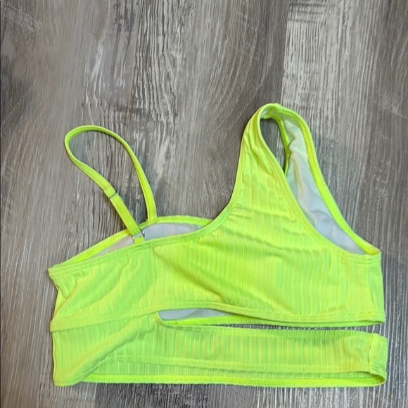 New Girls Neon Lime Asymmetrical Two-Piece Swimsuit - Picture 4 of 6